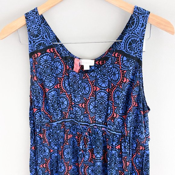 Eight Sixty For a Pea in the Pod Sleeveless Blue Red Maternity Maxi Dress Large - Picture 2 of 5